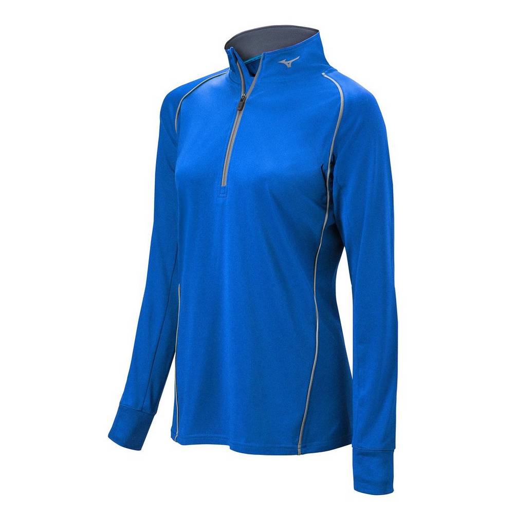 Mizuno Comp 1/2 Cipzáros Long Sleeve Női Pulóver Királykék CAB461927